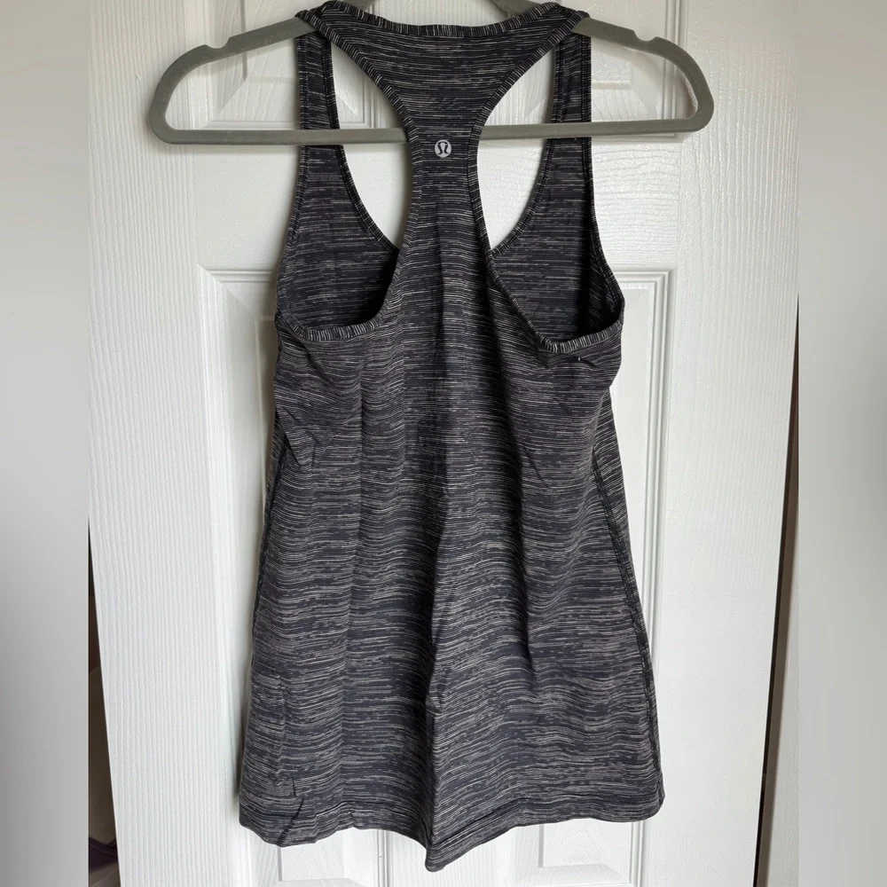 LULULEMON Cool Racerback Tank Top Gray Wee Are From Space W1F26S Striped Sz 8